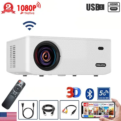 Projector 50000 Lumens 4K 1080P FHD 5G WiFi Bluetooth Video Home Theater HDMI AV • $129.99