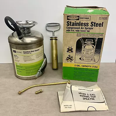 Vtg 711532 Sears Craftsman 2 Gal Pump Stainless Steel Weed Sprayer 786.15320 BOX • $95