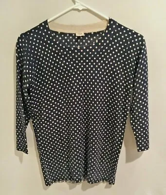 Women's J Crew Charley Sweater Wool Blue Polka Dot Size Small Popover Crew Neck • $29.99