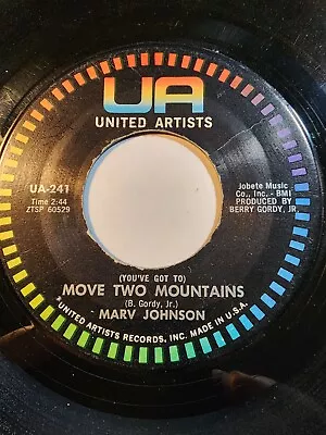 Marv Johnson Move Two Mountains / I Need You 45 RPM UA VG F312 • $15