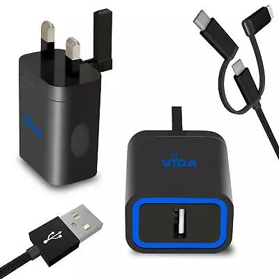 £12.99 • Buy Slim Foldable Wall Charger 5V 12W 2.4A UK Plug With Charging Cable For Tablet PC