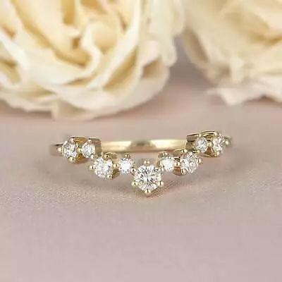 1.4ct Simulated Diamond Curved Stackable Engagement Ring Yellow Gold Plated • £107.99