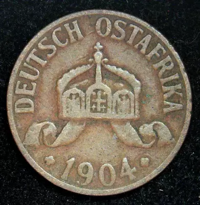 1904 Germany East Africa 1 Heller Bronze Coin • £3.50