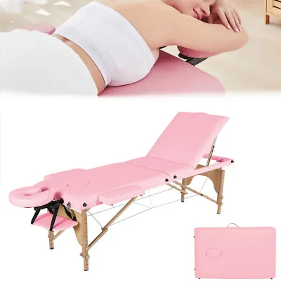 Portable Massage Table Height Adjustable Salon Facial SPA Massage Bed 3 Folding • $75.82