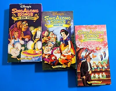 $16.99 • Buy Disney Sing Along Songs VHS (Lot Of 3) Beauty/Beast Snow White Song Of The South