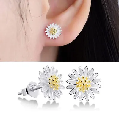 925 Sterling Silver Crystal Daisy Stud Earrings Jewellery Women Girls Gifts UK • £2.99