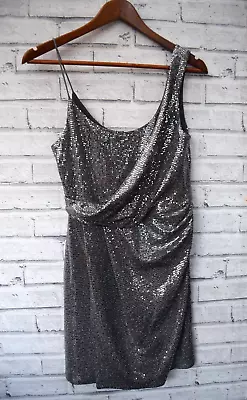 £9.99 • Buy New Topshop Silver Drape Front Mini Evening Dress Size Uk 10 Eu 38     R2