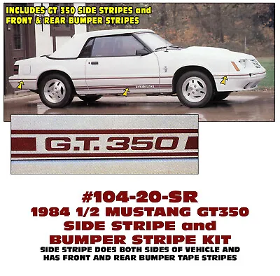 104-20-sr - 1984 Mustang 20th Complete Gt 350 Side Side & Bumper Stripe Kit • $89.95