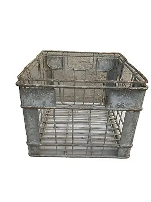 Vintage Bridgemans Steel Wire Metal Milk Crate 1965 Box Bin Storage Rack Tote • $39.99