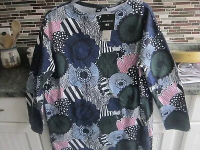 Marimekko Uniqlo Blue Women's Long Sleeve Tunic Cotton NWT Small • $17