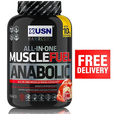 £51.89 • Buy USN Muscle Fuel Protein Body Mass Builder Strawberry Anabolic Powder Pack 2.2kg