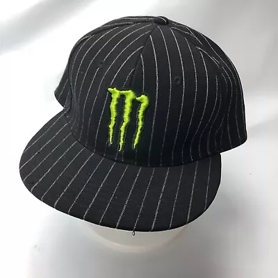 Monster Energy Hat Mens Fitted 7-5/8 Pin Stripe Baseball Black • $64.88