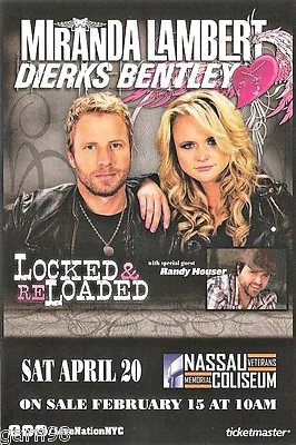 Miranda Lambert Dierks Bentley Concert Handbill Mini Poster • $12.49