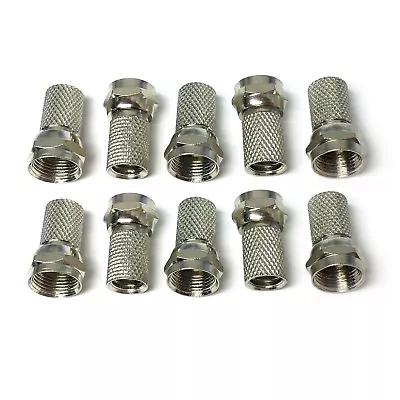 NEW 10 Pack F-Type Male Twist On Connectors For RG6 Coaxial Coax Antenna Cable • $8.49