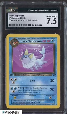 2000 Pokemon Team Rocket 1st Edition #45 Dark Vaporeon CGC 7.5 NM+ • $5.50