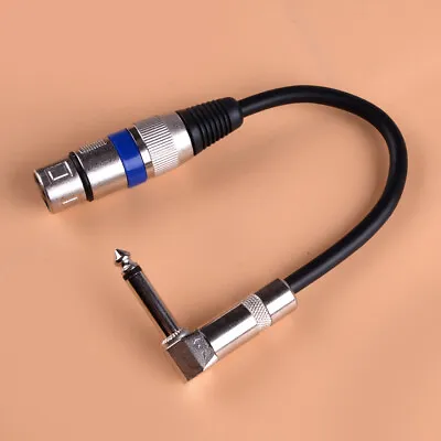 Female XLR To 6.35mm 1/4  TRS Stereo Jack AUX Audio Cable 90-degree Plug Adapter • £7.85