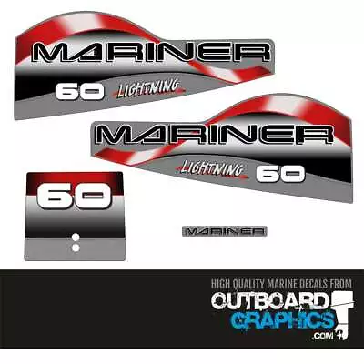 Mariner 60hp Lightning Two Stroke Outboard Engine Decals/sticker Kit • $43.95