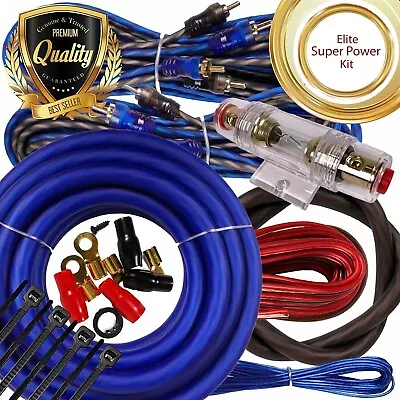 Complete 4 Channels 2500W 4 Gauge Amplifier Installation Wiring Kit Amp PK2 Blue • $38.99