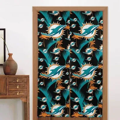 Miami Dolphins 2-piece Door Curtain 34x56in Hawaii Print Blackout Curtain • $17.09