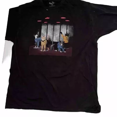 Star Trek The Original Series Beam Meow Up  Black Adult T-Shirt Size 2X (46x28 ) • $14.99