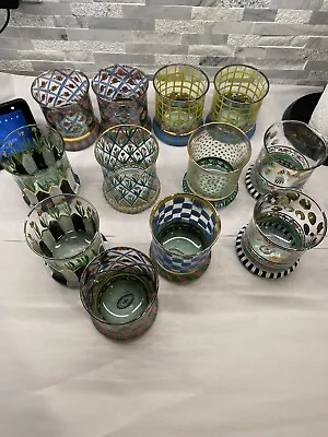 Lot Of 12 Hand Painted Mackenzie Childs 1983 Glass Tumblers Beautiful Lot  • $499