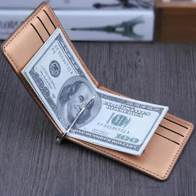 Mens Slim Wallet With Money Clip 6 Slots Bifold Credit Card Holder Purse US FAST • $6.39
