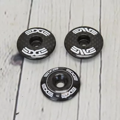 ENVE EDGE Carbon Fiber Top Cap 1 1/8” Threadless Black W/ White Logo - 3 Designs • $14.95