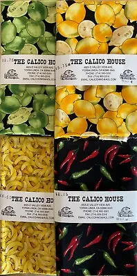 Salsa Peppers Fruit Stand Indulgence Bright Print Fabric-Four Panels 45 X1 Yd • $29.99