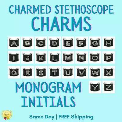 CharMED Stackable Stethoscope Bling Charms | Monogram Initials • $8.95