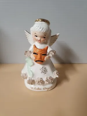 Vintage Napco Birthday Angel With Orange Halloween Mask • $42