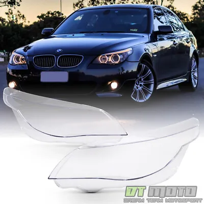 New Left+Right BMW E60 E61 5-Series Replacement Headlight Cover Headlamps Lens • $46.99