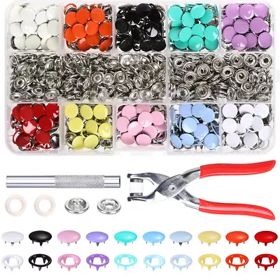 Home Snap Fasteners Sewing Buttons Metal Press Studs Tools Kit Plier Snap On • $15.67