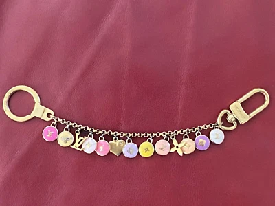 $445.90 • Buy LOUIS VUITTON Key Ring Bag Charm | Pastel Multicolor & Gold Tone