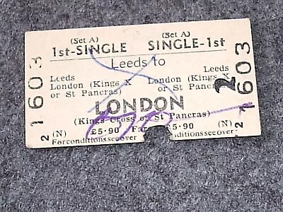 Railway. Ticket.  1st Single. Leeds-London • £0.70