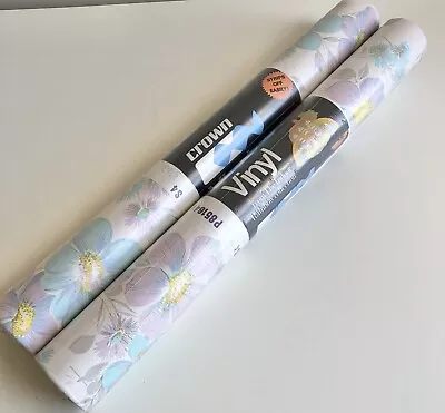 2 Vintage Vinyl Floral Wallpaper Rolls 60's 70's Crown Rainbow Collection Sealed • £75