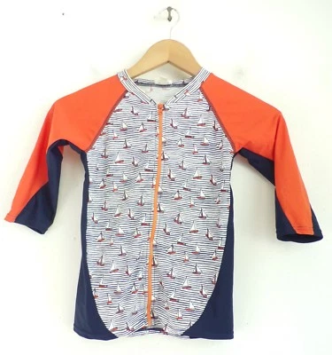 $10.92 • Buy VAENAIT Little Girls Top Orange Blue Sailboat Print Zip Up Beach Shirt XL 6