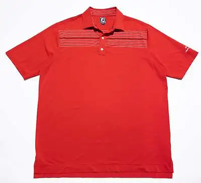FootJoy Golf Shirt Men's 2XL Red Striped Wicking Performance Polo MSOE Milwaukee • $12.50