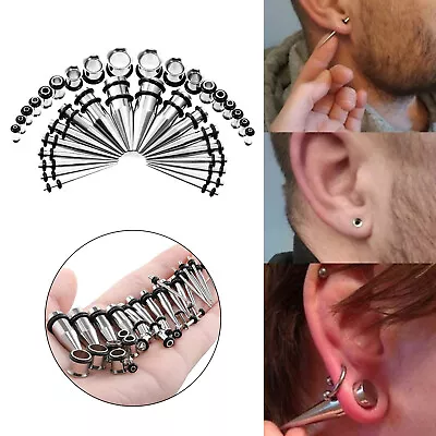 36Pcs Kit Surgical Steel Ear Taper Flesh Tunnel Expander Stretcher 1.6mm-10mm • £12.83