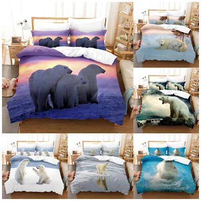 Snow Polar Bear Animal Print Duvet Cover Quilt Cover Pillowcase Bedding Set New • $94.74