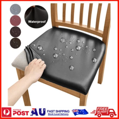 $12.88 • Buy Waterproof PU Leather Dining Chair Covers Kitchen Stretch Seat Slip Protector AU