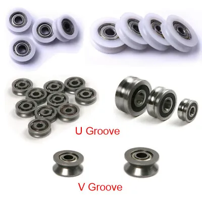 £3.73 • Buy U/V Grooved Nylon Pulley Wheels Roller Rope Ball Bearing Wire Guide Roller