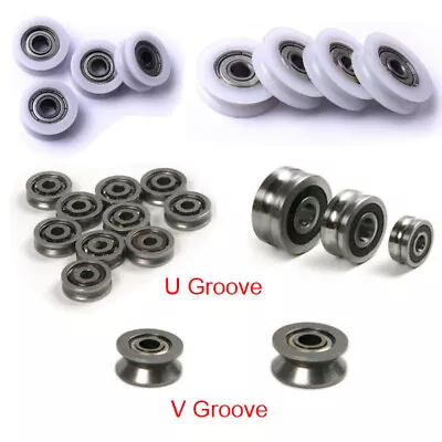 £4.09 • Buy U/V Grooved Nylon Pulley Wheels Roller Rope Ball Bearing Wire Guide Roller