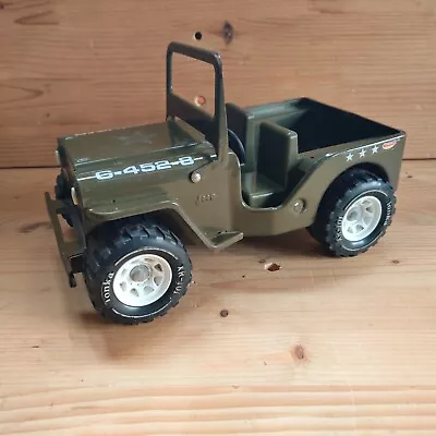 Vintage Tonka Pressed Metal Army Military Green G-452-8 Jeep Truck 1970’s • $30