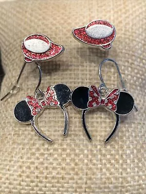 Minnie Mouse Earrings Lot Of 2 Pairs Pierced Enamel Disney Mickey Mouse New • $15.99