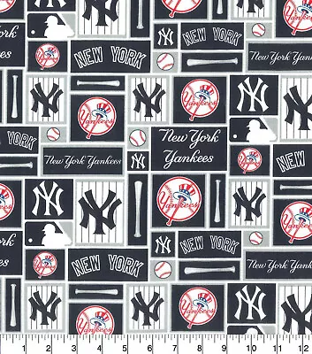 New York Yankee's Fabric By The 1/2 Yard 18 X 58 Wide Cotton MLB • $5