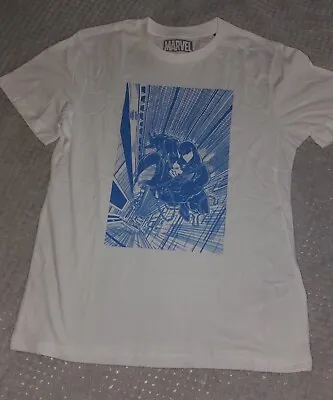 Marvel Spiderman T Shirt White Blue Size Small New • £5