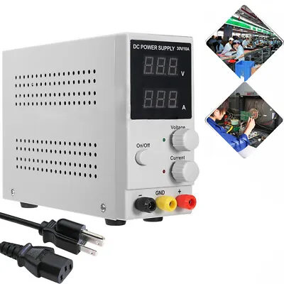 Adjustable DC Power Supply 0-10A 0–30V Digital Lab Bench Voltage Regulator New • $53.20
