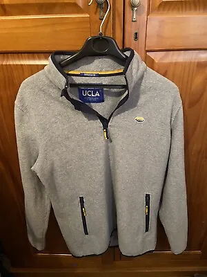 UCLA Heritage Fleece Jacket Quarter Zip Grey Mens Medium • £32.89