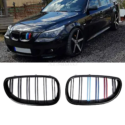 $32.80 • Buy Grille For BMW E60 E61 5 Series 2003-2010 Gloss Black M-Color Front Kidney Grill
