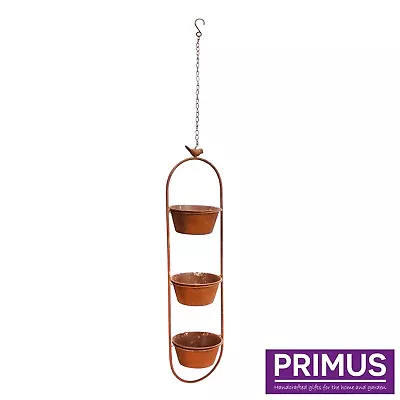 £21.99 • Buy Primus Rusty Metal 3 Pot Hanging Garden Planter Rusted Antique Look PW1780